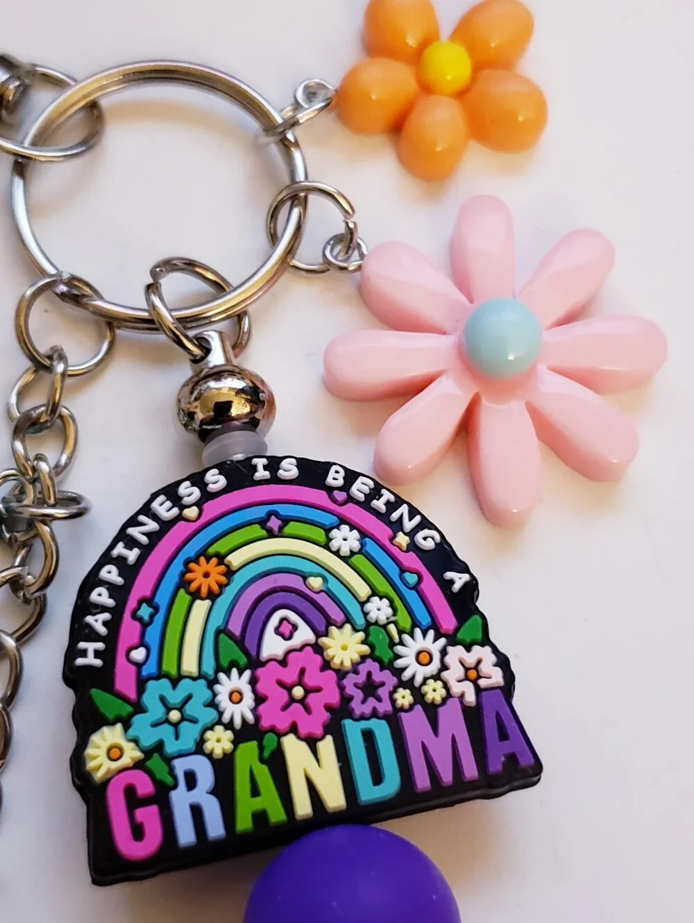 Handmade Happiness is Being A Grandma Silicone Beaded Keychain
